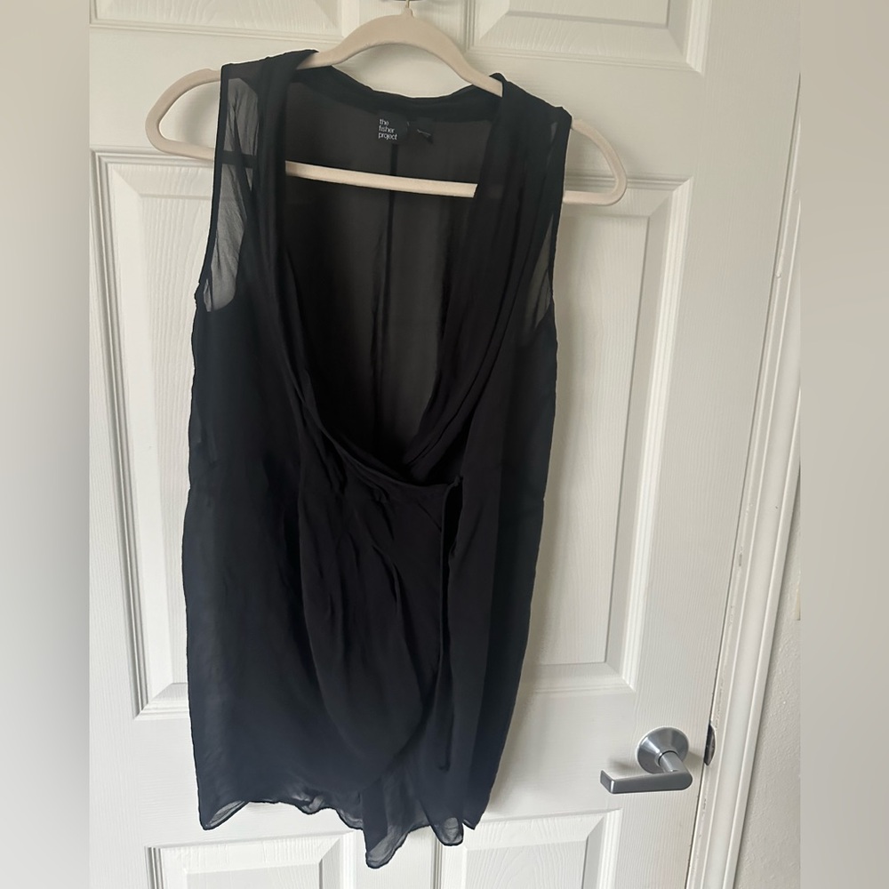 EILEEN FISHER Black Sheer Sleeveless Top.